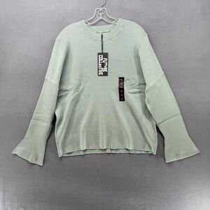 Future Collective Womens 4X‎ Ribbed Knit Bell Sleeve Fairy Sweater Sage Green